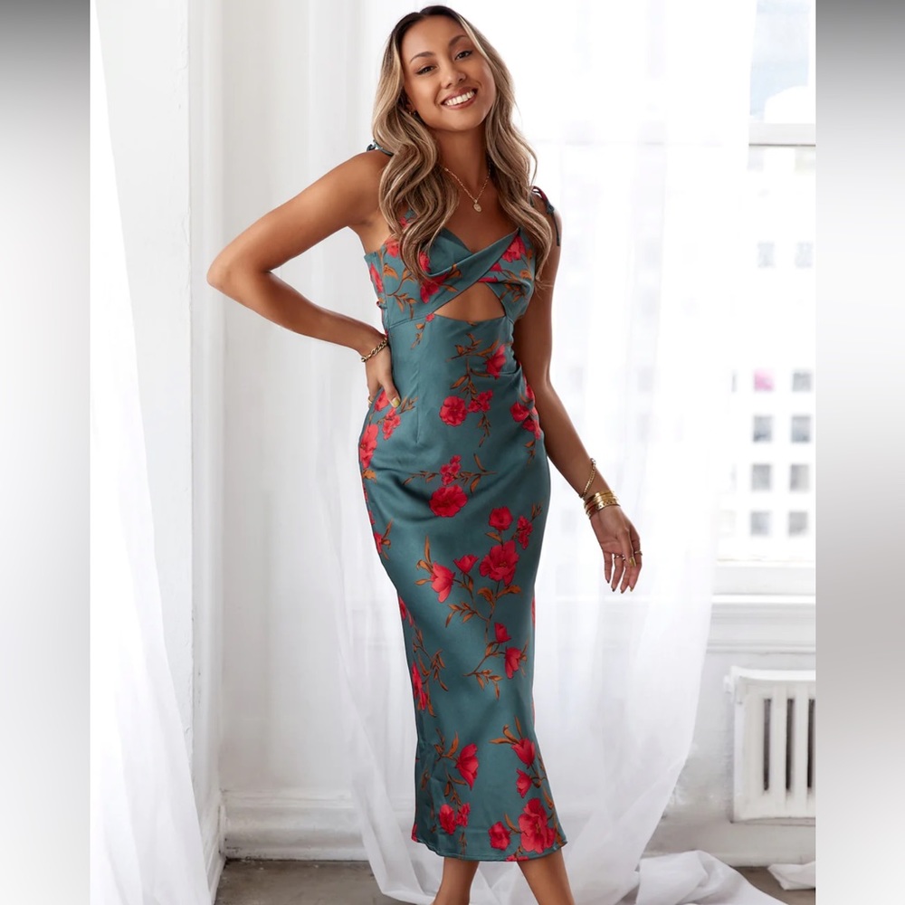Hello Molly - Fool Me Once Teal Midi Dress